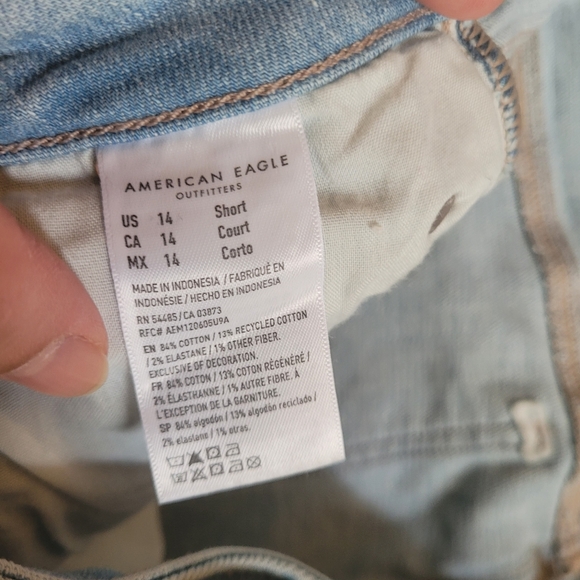 American Eagle Super Lowrise Flare Stretch Light Blue Flared Women Jeans Size 14 - Picture 6 of 14